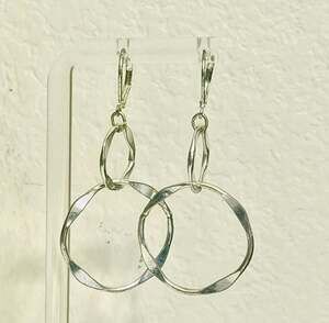 One For Me' Sterling Silver Drop Earrings 2" Diameter Dangle Hoops